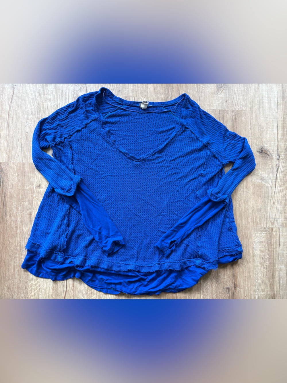 We The Free Royal Blue Long Sleeve Lightweight Knit Top Thumb Holes